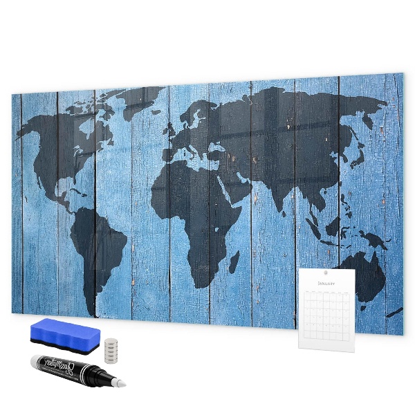 Magnetická popisovateľná tabuľa Mapa sveta s miestami fotenia