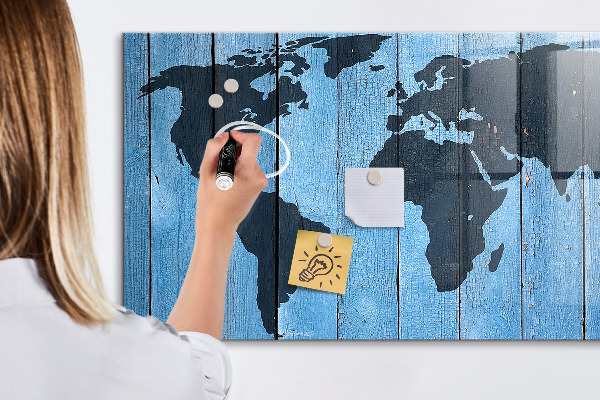 Magnetická popisovateľná tabuľa Mapa sveta s miestami fotenia
