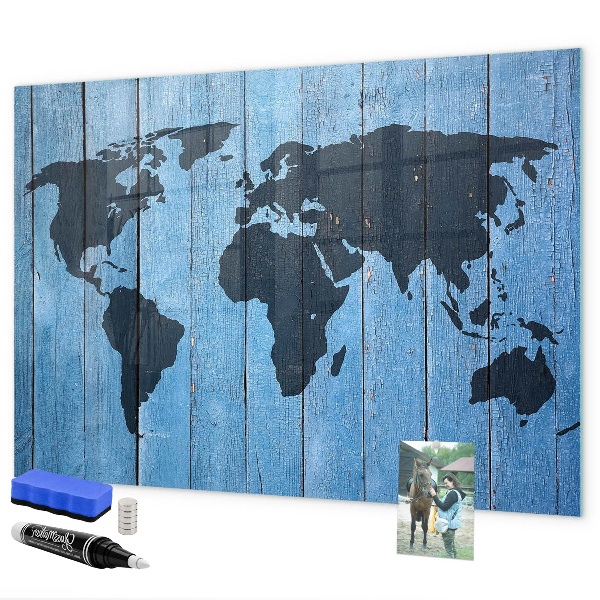 Magnetická popisovateľná tabuľa Mapa sveta s miestami fotenia