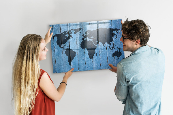 Magnetická popisovateľná tabuľa Mapa sveta s miestami fotenia