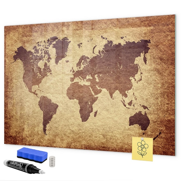 Kresliaca magnetická tabuľa Mapa sveta s miestami fotenia