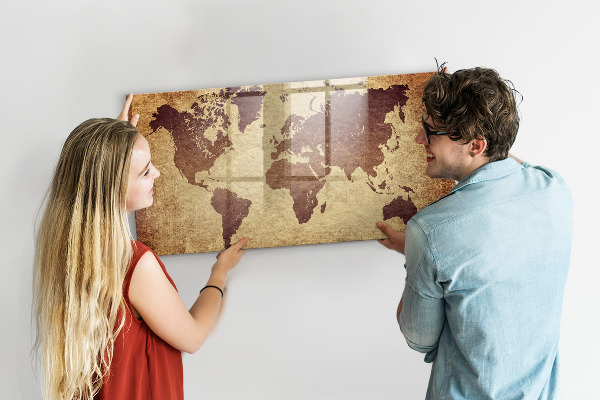 Kresliaca magnetická tabuľa Mapa sveta s miestami fotenia