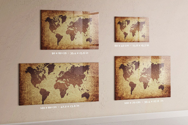 Kresliaca magnetická tabuľa Mapa sveta s miestami fotenia