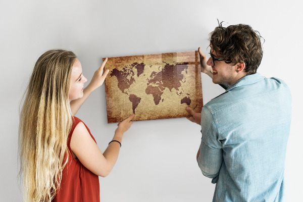Kresliaca magnetická tabuľa Mapa sveta s miestami fotenia