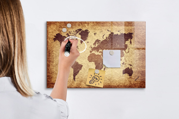 Kresliaca magnetická tabuľa Mapa sveta s miestami fotenia