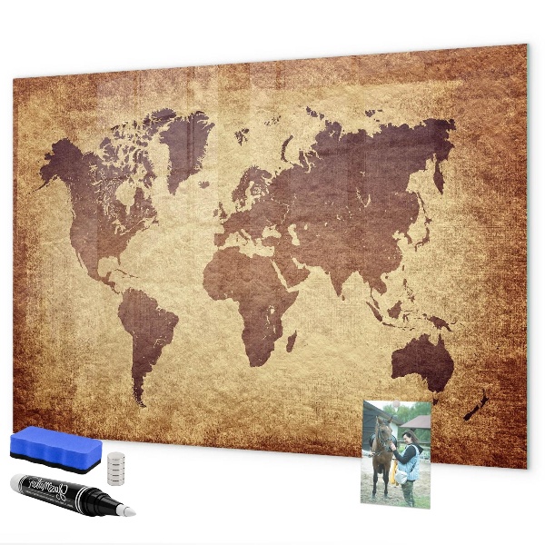 Kresliaca magnetická tabuľa Mapa sveta s miestami fotenia