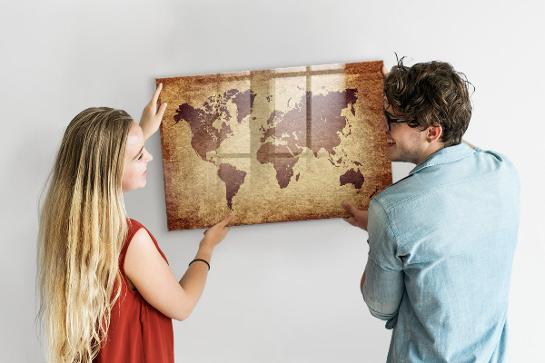 Kresliaca magnetická tabuľa Mapa sveta s miestami fotenia