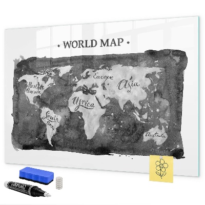 Magnetická popisovateľná tabuľa Mapa sveta s miestami fotenia