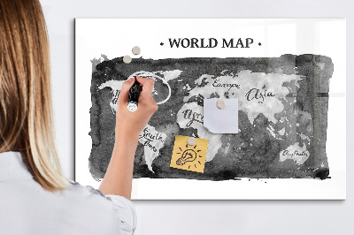 Magnetická popisovateľná tabuľa Mapa sveta s miestami fotenia