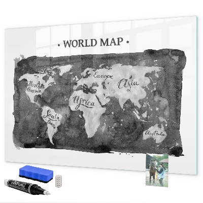 Magnetická popisovateľná tabuľa Mapa sveta s miestami fotenia