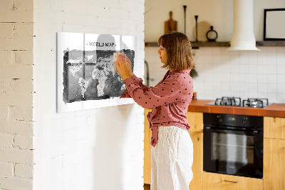 Magnetická popisovateľná tabuľa Mapa sveta s miestami fotenia