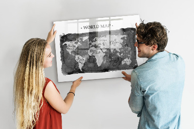 Magnetická popisovateľná tabuľa Mapa sveta s miestami fotenia