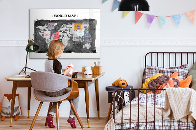 Magnetická popisovateľná tabuľa Mapa sveta s miestami fotenia