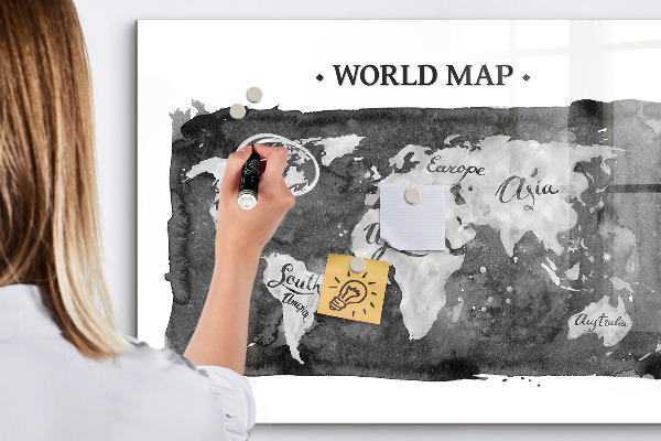 Magnetická popisovateľná tabuľa Mapa sveta s miestami fotenia