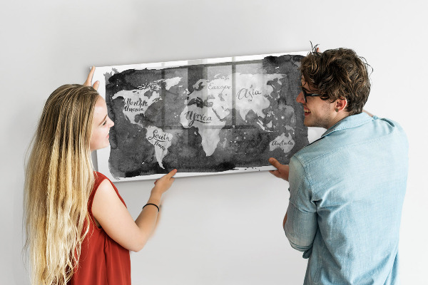 Magnetická popisovateľná tabuľa Mapa sveta s miestami fotenia