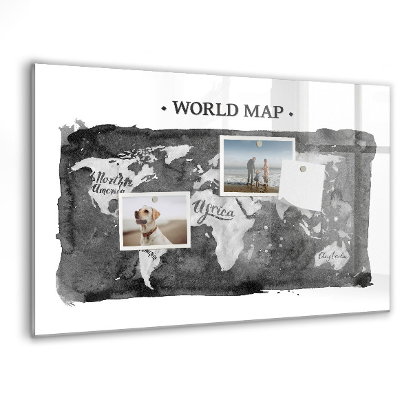 Magnetická popisovateľná tabuľa Mapa sveta s miestami fotenia