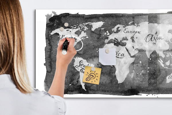 Magnetická popisovateľná tabuľa Mapa sveta s miestami fotenia