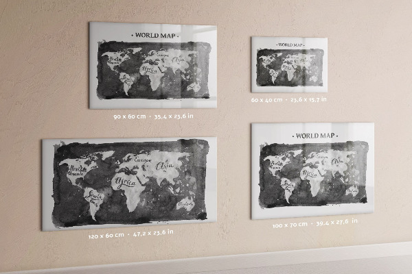 Magnetická popisovateľná tabuľa Mapa sveta s miestami fotenia