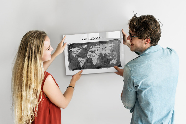 Magnetická popisovateľná tabuľa Mapa sveta s miestami fotenia