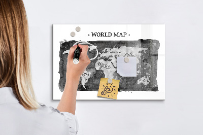Magnetická popisovateľná tabuľa Mapa sveta s miestami fotenia