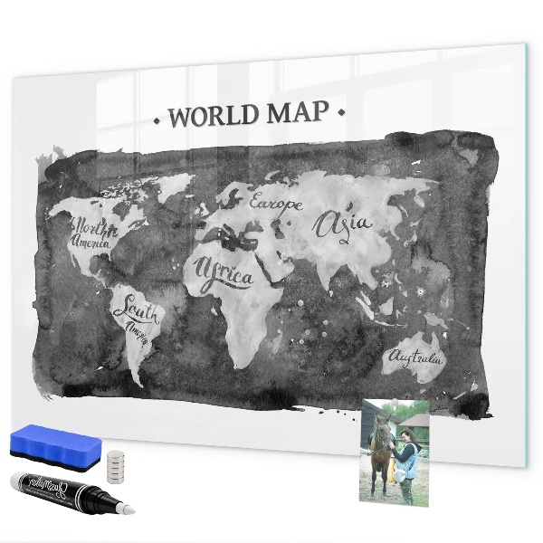 Magnetická popisovateľná tabuľa Mapa sveta s miestami fotenia