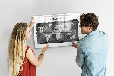 Magnetická popisovateľná tabuľa Mapa sveta s miestami fotenia