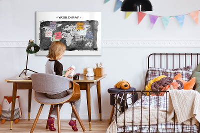 Magnetická popisovateľná tabuľa Mapa sveta s miestami fotenia