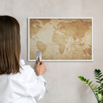 Tabuľa na magnetky z ciest biela rama Stará mapa