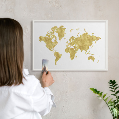 Tabuľa na magnetky z ciest biela rama Mapa sveta