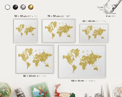 Tabuľa na magnetky z ciest biela rama Mapa sveta