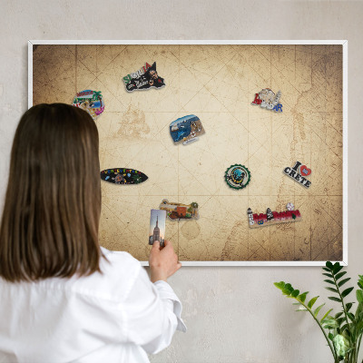 Tabuľa na magnetky z ciest biela rama Staroveká mapa