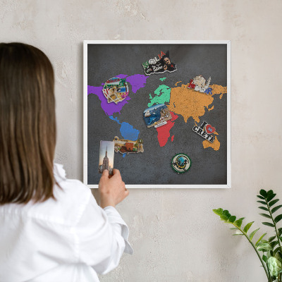 Tabuľa na magnetky z ciest biela rama Farebná mapa