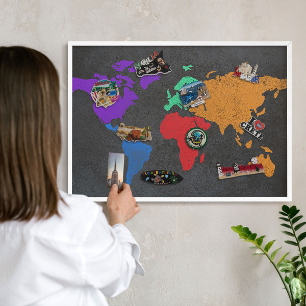 Tabuľa na magnetky z ciest biela rama Farebná mapa