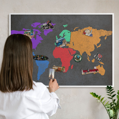 Tabuľa na magnetky z ciest biela rama Farebná mapa