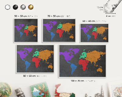 Tabuľa na magnetky z ciest biela rama Farebná mapa