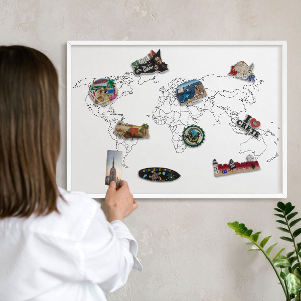 Tabuľa na magnetky z ciest biela rama Vrstevnicová mapa