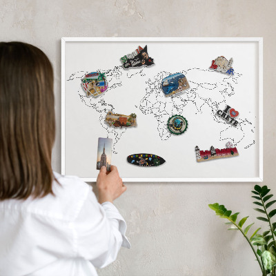 Tabuľa na magnetky z ciest biela rama Vrstevnicová mapa