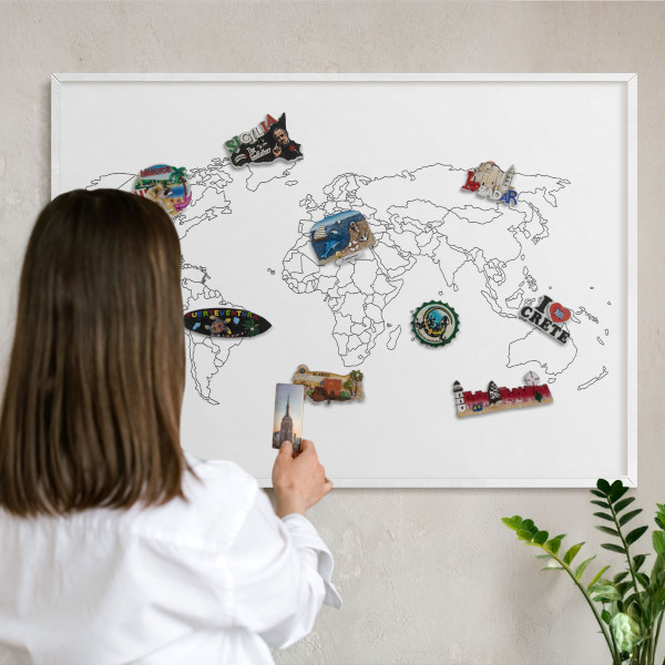 Tabuľa na magnetky z ciest biela rama Vrstevnicová mapa