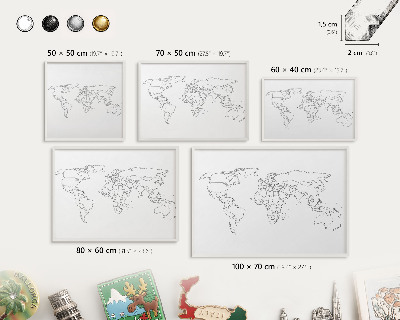 Tabuľa na magnetky z ciest biela rama Vrstevnicová mapa