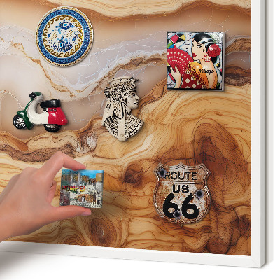 Kovová tabuľa na magnetky na stenu v bielej rame Drevená elegancia