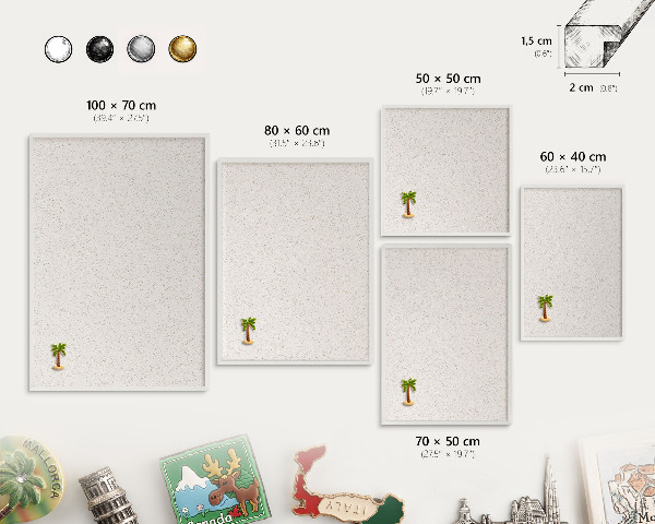 Závesná tabuľa na magnetky v bielej rame Drobné bodky
