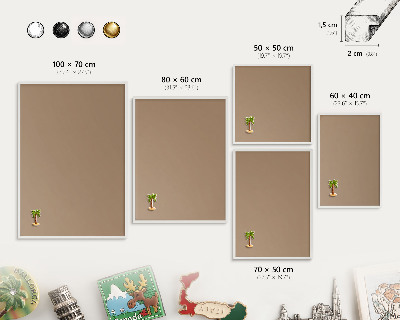 Závesná tabuľa na magnetky v bielej rame Teplá svetlohnedá