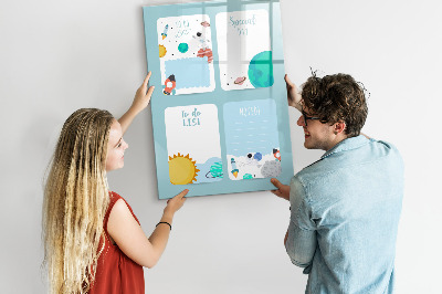 Magnetická popisovateľná tabuľa Plánovač s priestorom na fotografie