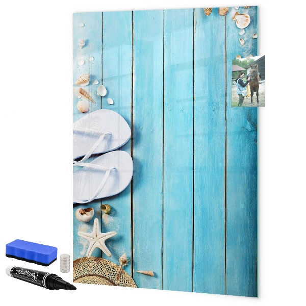 Magnetická popisovateľná tabuľa Letné spomienky na modrom pozadí
