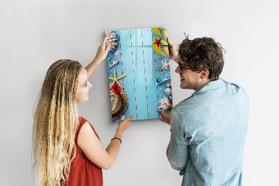 Magnetická popisovateľná tabuľa Letné spomienky na modrom pozadí
