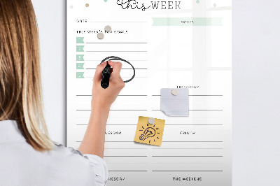 Magnetická popisovateľná tabuľa Týždenný diár s priestorom na poznámky