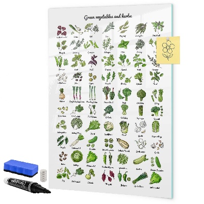 Magnetická popisovateľná tabuľa Zelená zelenina a bylinky v grafike
