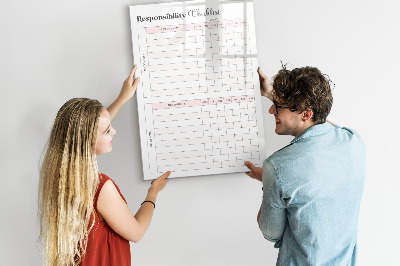 Magnetická popisovateľná tabuľa Zoznam povinností na každý mesiac