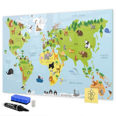 Magnetická popisovateľná tabuľa Interaktívna mapa s fotografiami a poznámkami