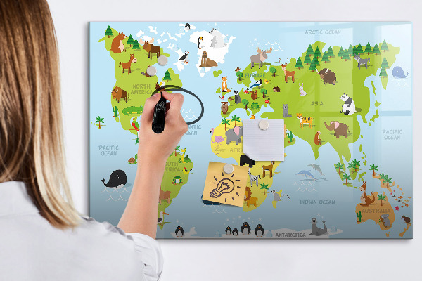 Magnetická popisovateľná tabuľa Interaktívna mapa s fotografiami a poznámkami